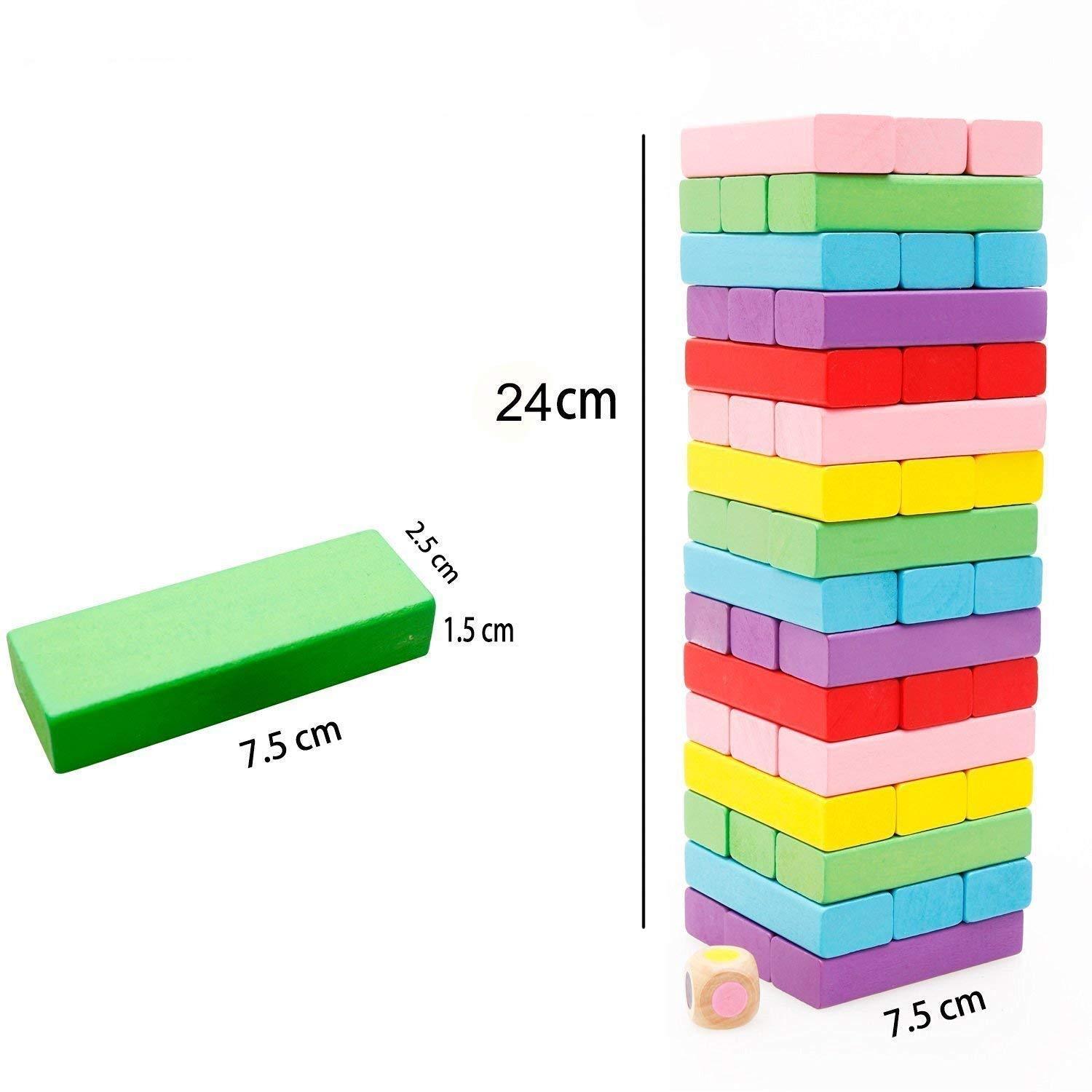 3902 Wooden Blocks, Colorful Wooden Tumbling Tower, Stacking and Balancing Block Toys with Dices for Kids & Adults (54 Pcs) - SkyShopy 3902 Wooden Blocks, Colorful Wooden Tumbling Tower, Stacking and Balancing Block Toys with Dices for Kids & Adults (54 Pcs) - SkyShopy